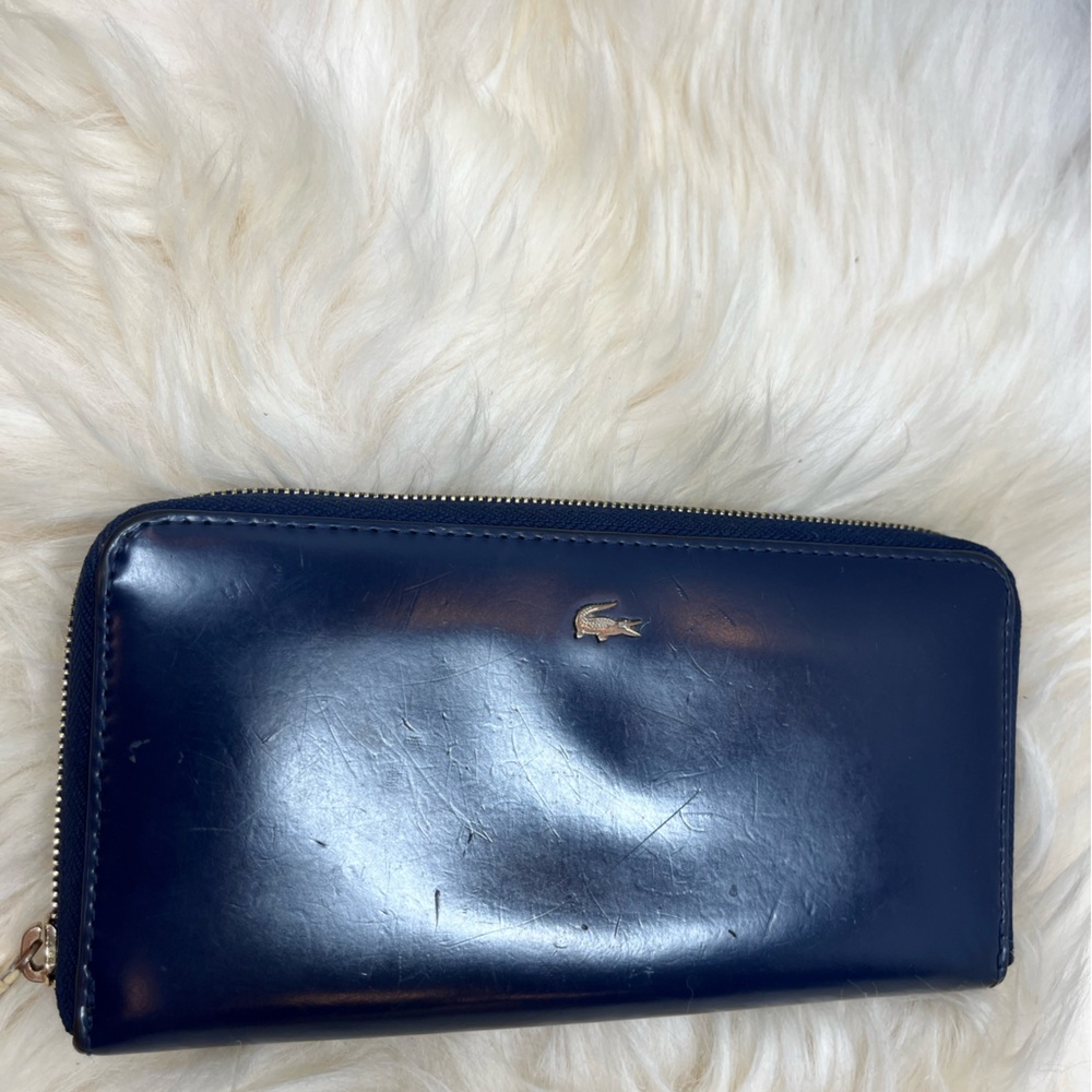 Lacoste Navy Blue Leather Long Wallet Fitzgerald Smooth Leather Zippy Wallet